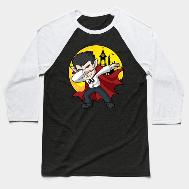 Vampire Dabbing Halloween Baseball T-Shirt by E